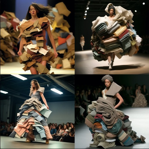 13 female models pattern waste fabric  digital art x4