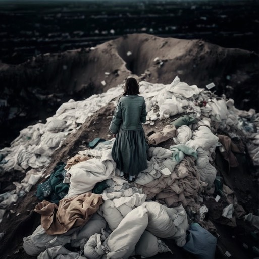 7 Landfill with designer on top of fabric digital art x4 copy