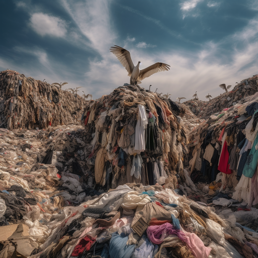 birds in fabric landfill