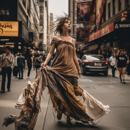brown dress ny with stick substructure