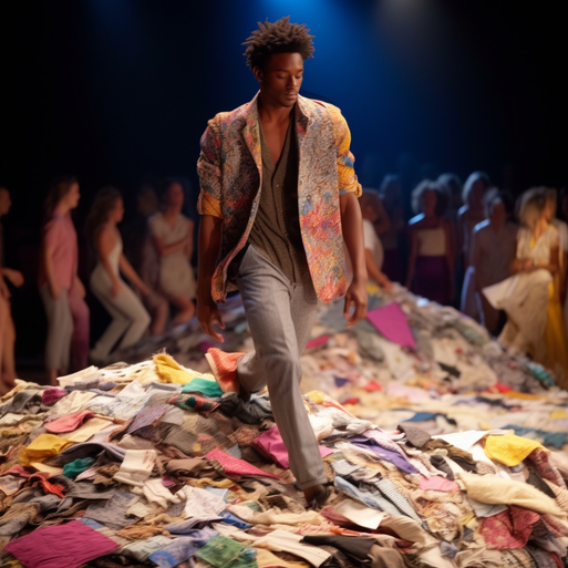 HR Melissa Lockwood male model on runway wearing remnant fabrics p 24777208-3f3b-4341-998a-348abe65ab59