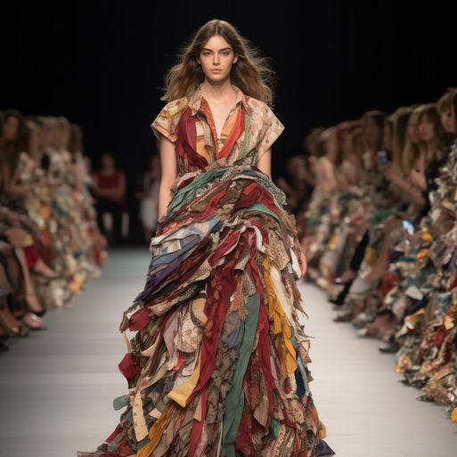 Melissa Lockwood female model on runway wearing remnant fabrics dbfb9021-cb32-4f95-9063-daddb221a2d3