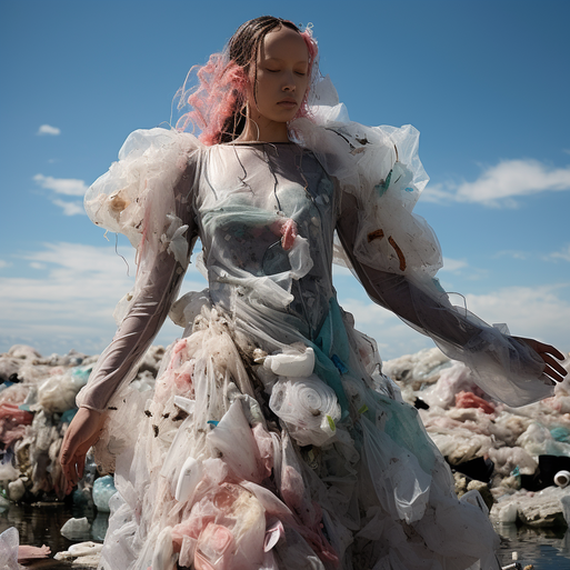 Prom dress dipped in plastic waste